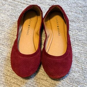 Lucky Brand Burgundy Suede Ballet Flats